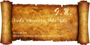 Ivánkovits Máté névjegykártya