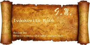 Ivánkovits Máté névjegykártya